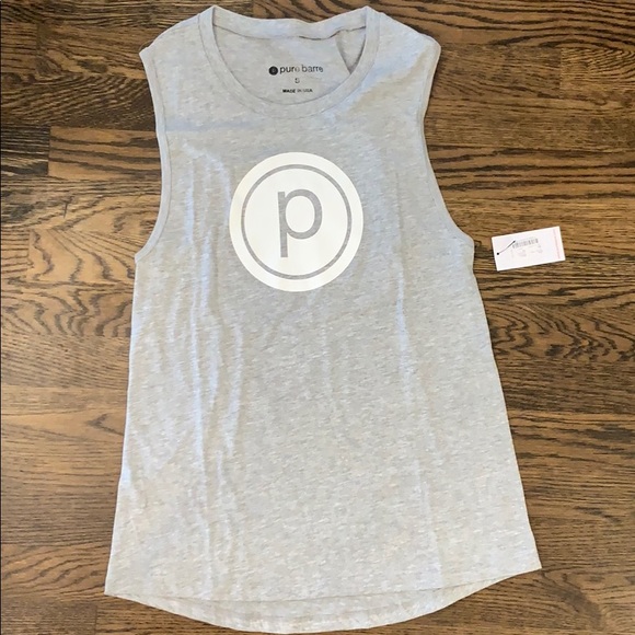 Pure Barre Tops - Pure Barre Grey Tank with White Circle P